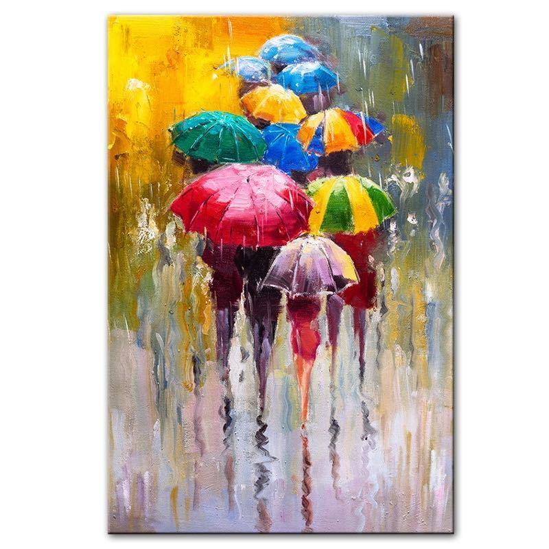 100% Hand Painted Abstract Oil Painting Wall Art Modern Figure Rain view On Canvas Home Decoration For Living Room No Frame