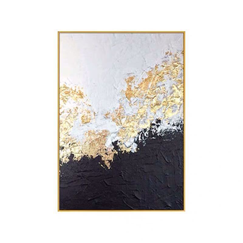 100% Hand Painted Abstract Oil Painting Wall Art Modern Gold Foil Black and White Style On Canvas Home Decoration For Living Room No Frame
