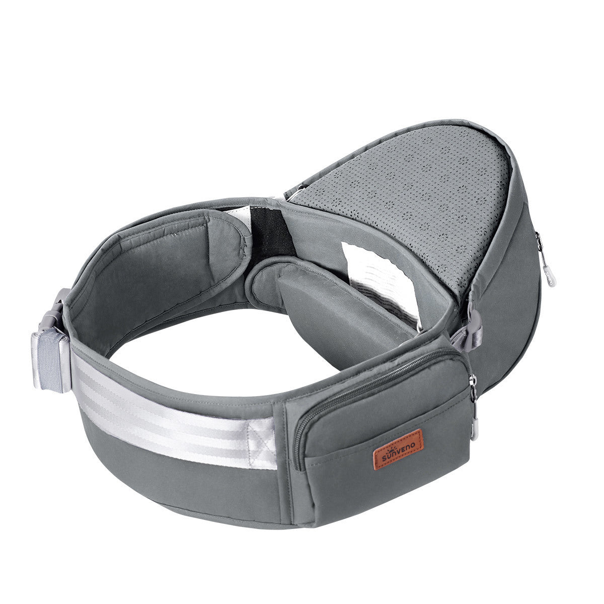 SUNVENO Baby Hipseat Carrier, Ergonomic Hip Seat for Mom Lightweight Certified Fabrics Soft Carrier for Newborns, Toddlers, Children, 6-48 lbs, Grey