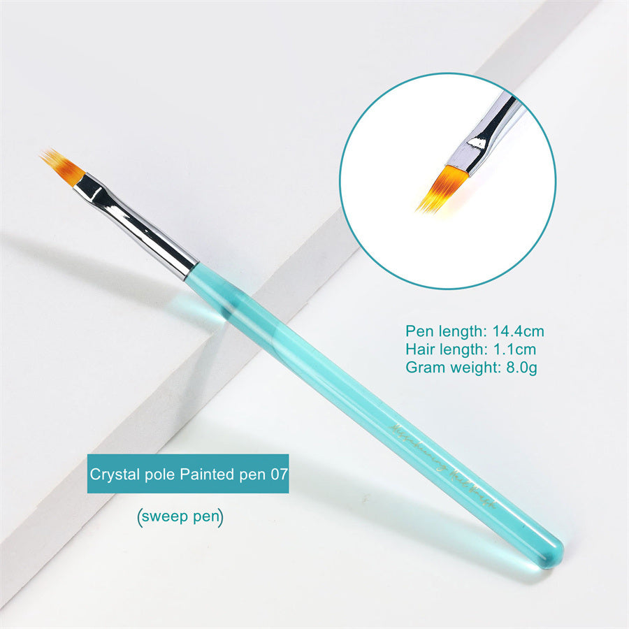 1 piece New manicure Japanese manicure transparent marine blue rod pull line pen hook pen crystal pen phototherapy pen