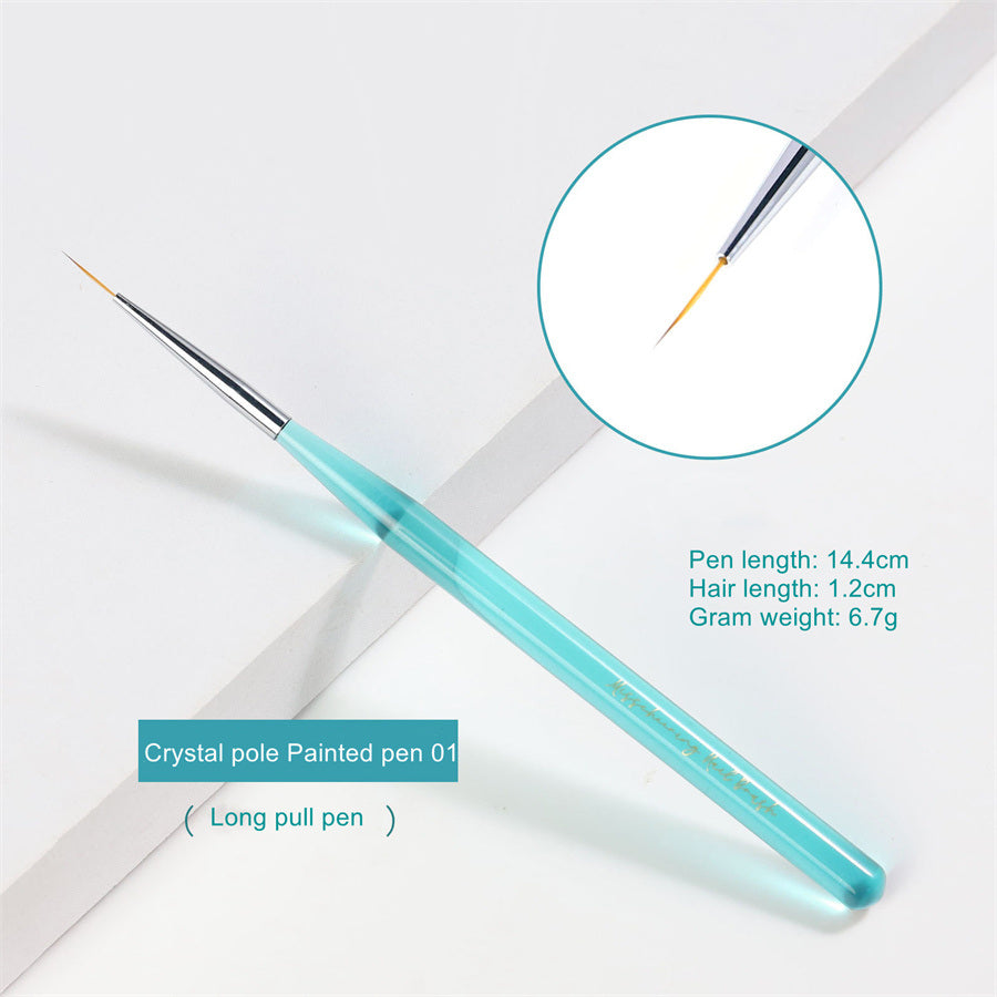 1 piece New manicure Japanese manicure transparent marine blue rod pull line pen hook pen crystal pen phototherapy pen