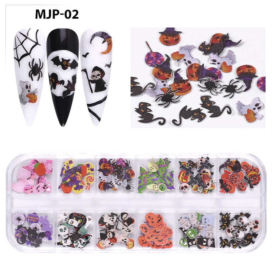 1 box of popular Christmas and Halloween three-dimensional nail art sticker ornaments; flower and butterfly design nail art ornaments