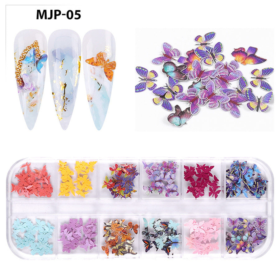 1 box of popular Christmas and Halloween three-dimensional nail art sticker ornaments; flower and butterfly design nail art ornaments