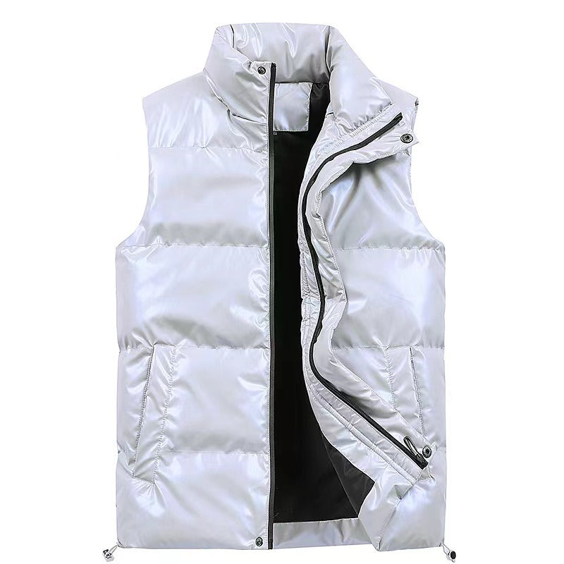 Sliktaa Mens Waterproof Sleeveless Jacket Shiny Puffer Vest