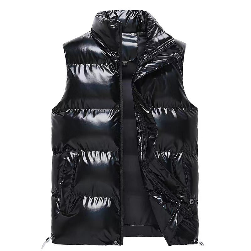 Sliktaa Mens Waterproof Sleeveless Jacket Shiny Puffer Vest