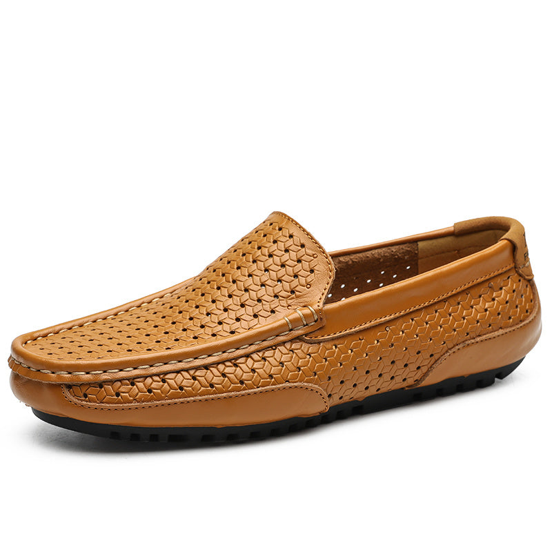Spring and summer large-size hollowed-out bean shoes men's casual shoes a slip-on loafers fashion loafers