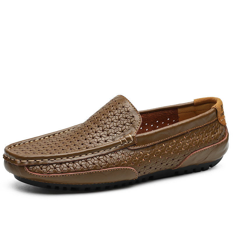 Spring and summer large-size hollowed-out bean shoes men's casual shoes a slip-on loafers fashion loafers