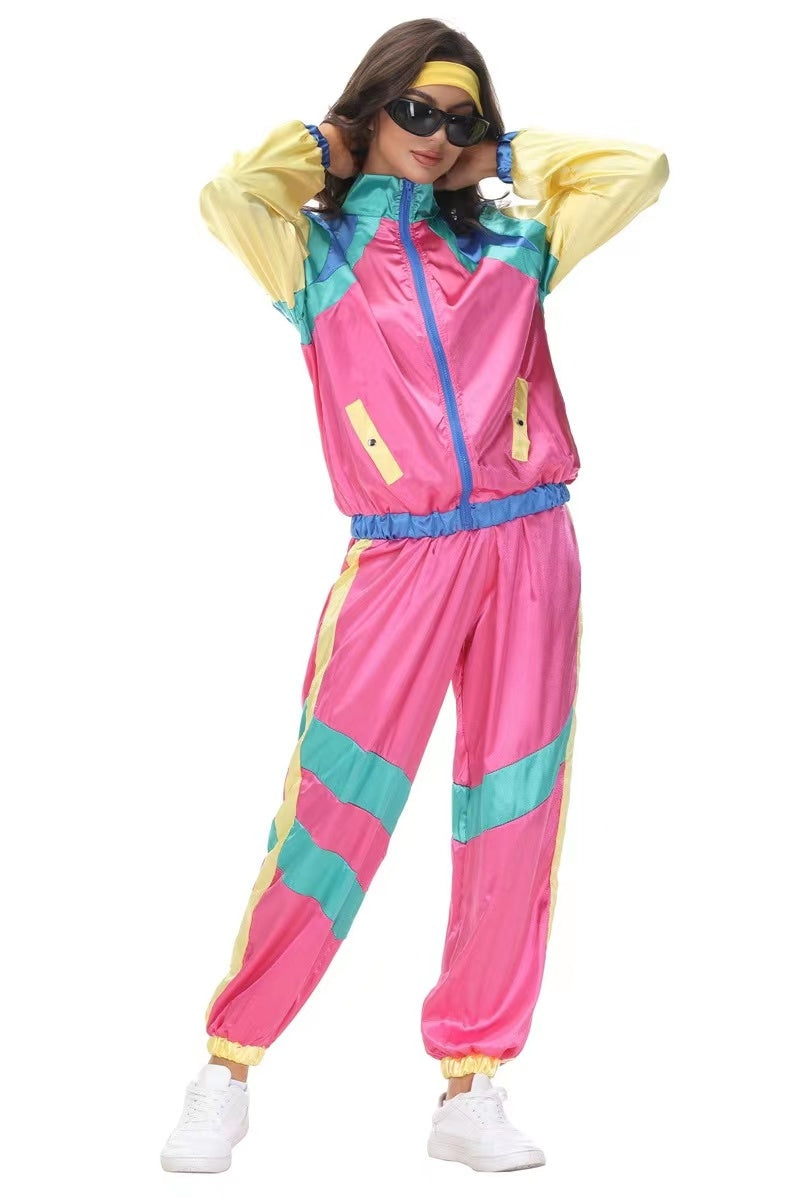 80s/90s Shell Suit Party Dress Costume, Retro Tracksuit, 90s Hip Hop Costumes, 80s Costumes For Men Women, Jacket And Pants