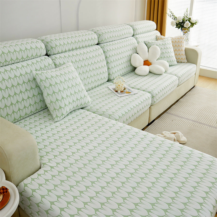 1 Pc Jacquard Velvet Elastic Sofa Cover All Inclusive Universal Set, All Season Universal Anti Cat Scratch and Dustproof Sofa Cover, Hat