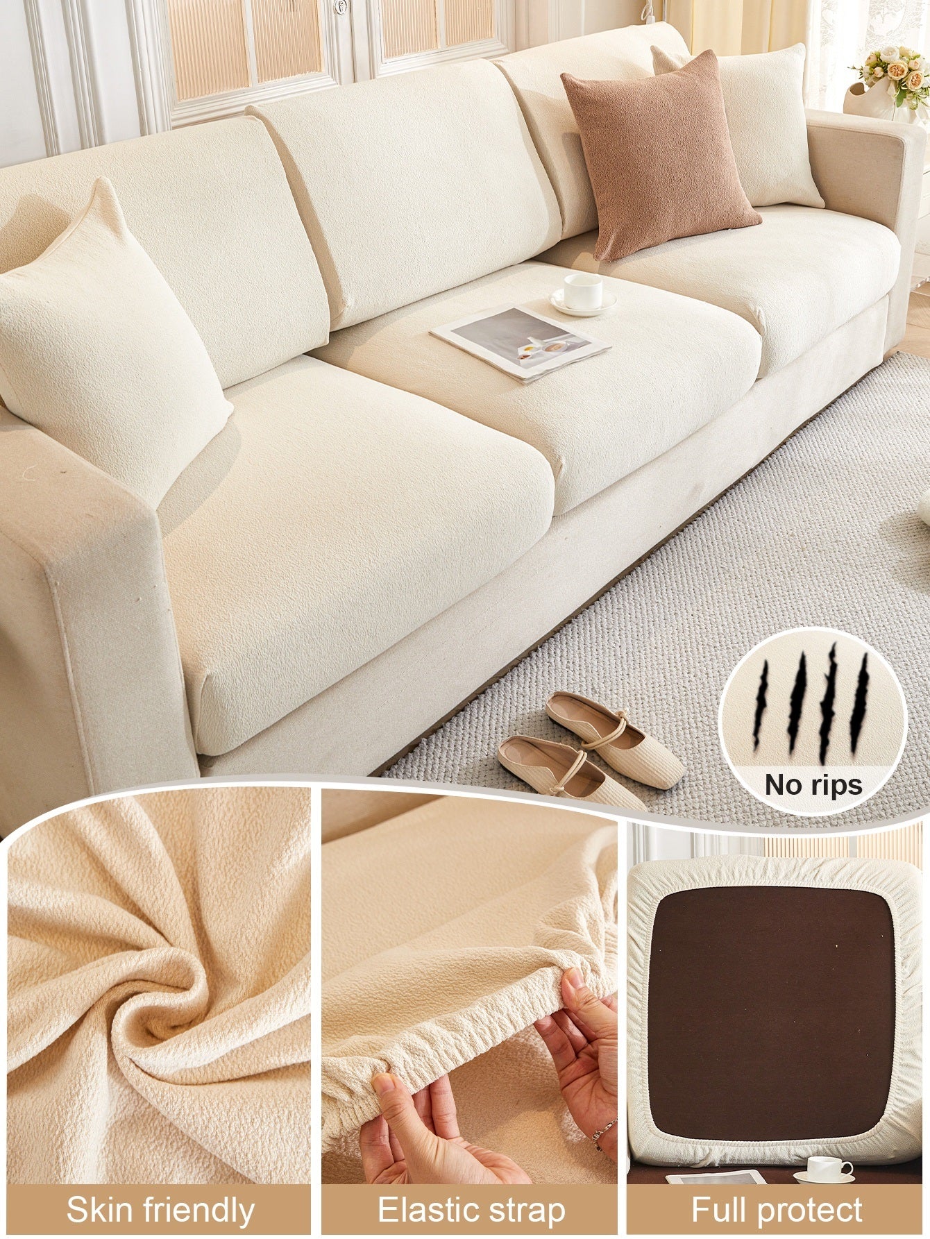 1 Pc Waterproof Teddy Velvet Sofa Cover All Inclusive Universal Set Four Seasons Universal Anti Cat Scratch Sofa Cover Cloth