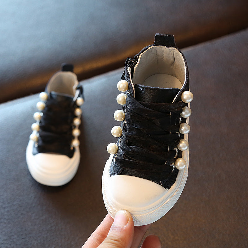 Spring Autumn new kids shoes school perfect Rivet pearl design girls princess boots Super soft and comfortab 1-6 years old