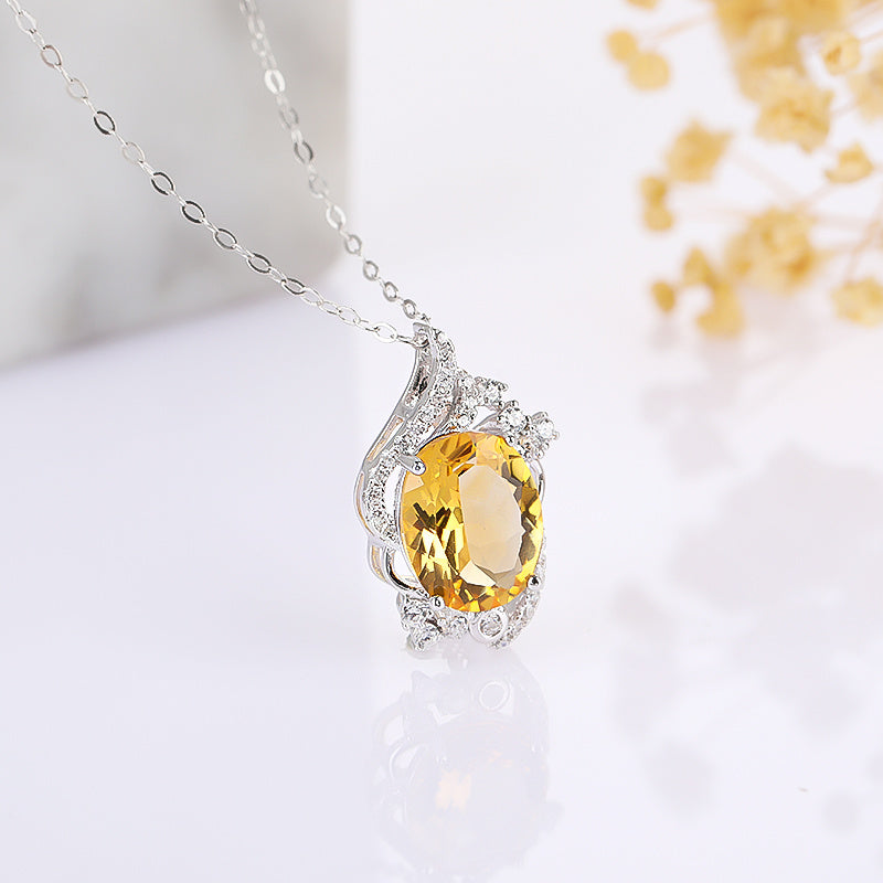 925 silver brilliant yellow crystal pendant