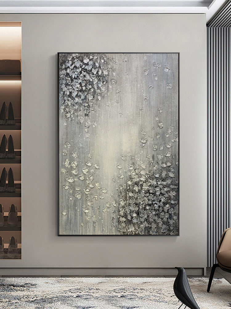 Hand Painted Abstract Oil Painting White Texture On Canvas Abstract Wall Art Picture Living Room Bedroom Wall Decor Unframed
