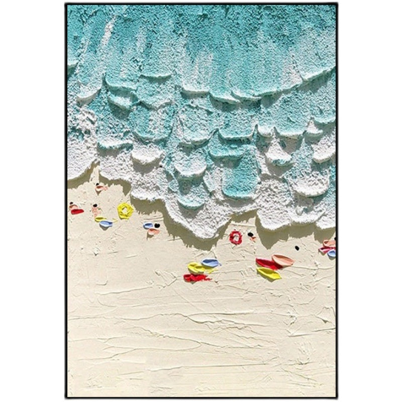 Thick Texture People On The Beach Handmade Abstract Oil Painting Unframed Custom Artwork China Import Item Decoration For Home