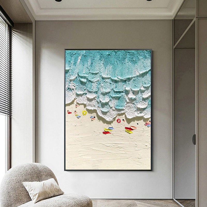 Thick Texture People On The Beach Handmade Abstract Oil Painting Unframed Custom Artwork China Import Item Decoration For Home