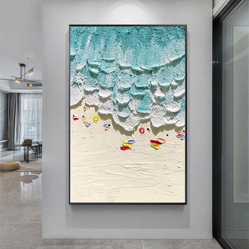 Thick Texture People On The Beach Handmade Abstract Oil Painting Unframed Custom Artwork China Import Item Decoration For Home