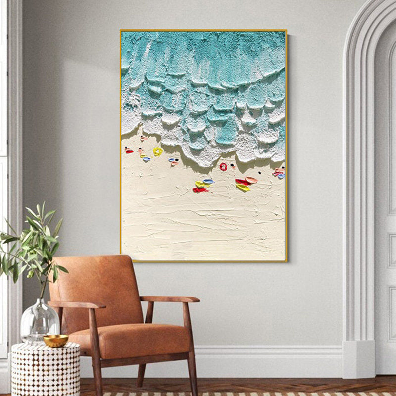Thick Texture People On The Beach Handmade Abstract Oil Painting Unframed Custom Artwork China Import Item Decoration For Home