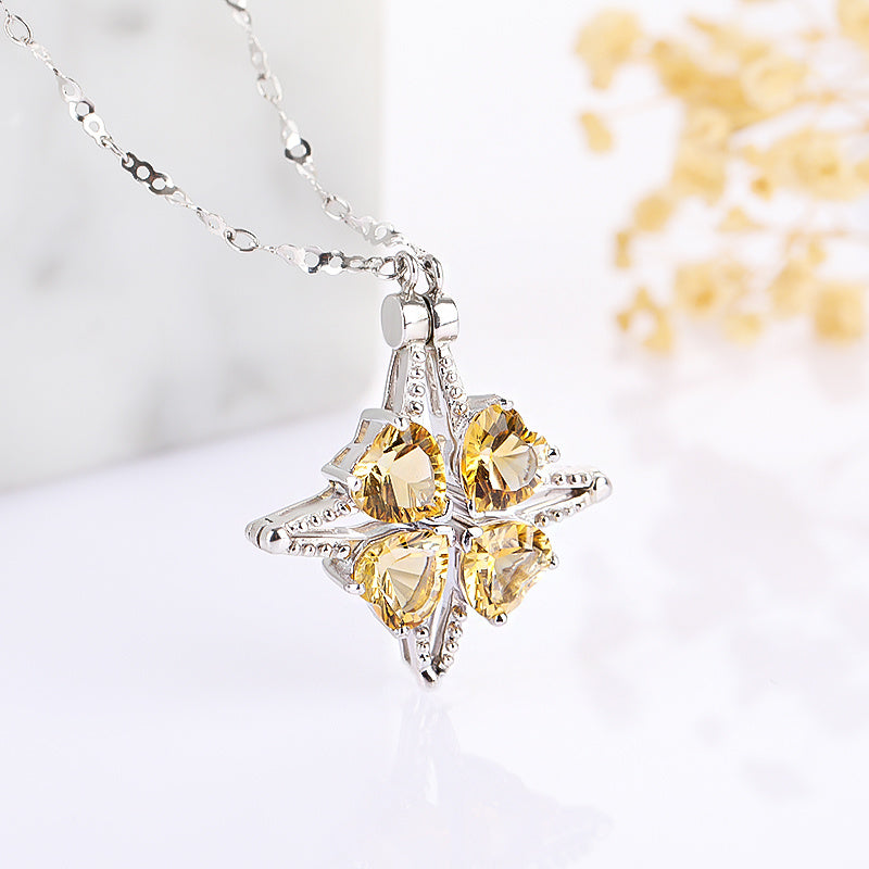 925 silver yellow crystal pendant