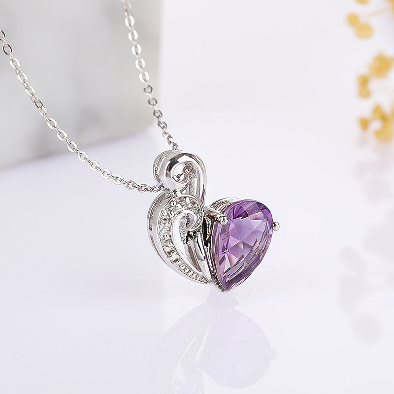925 silver heart broken Amethyst Pendant