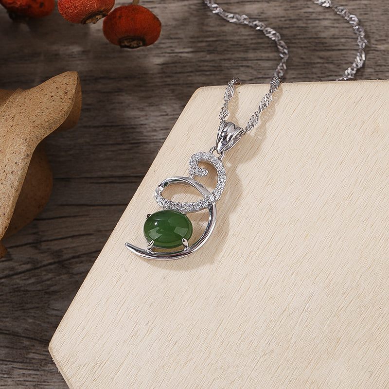 Fat overflow orchid heart 925 silver Jasper Pendant