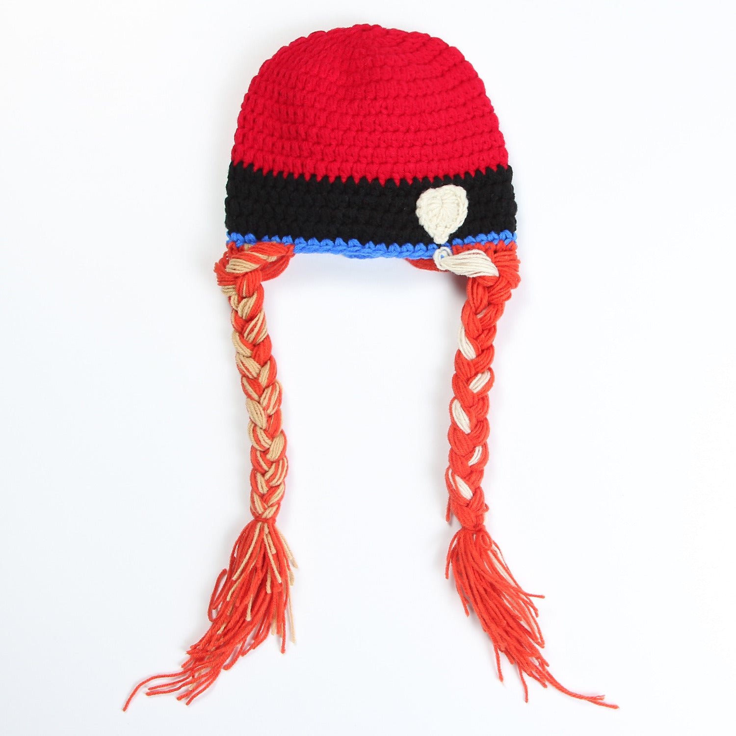 Girl's Hand Braid Hat Hand Hook Patchwork Color Wool Hat