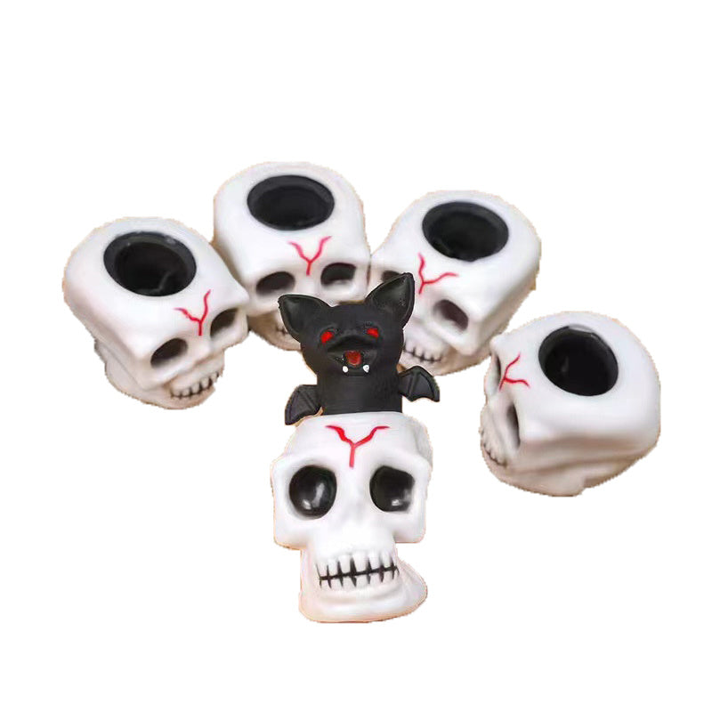 5 Pcs Halloween Funny Ghost Head Squeeze Toys Stress Relief Evil Bats, Sensory Fidget Toys, Squeeze Toys to Relieve Stress, Tricky and Fun Squeeze Toy