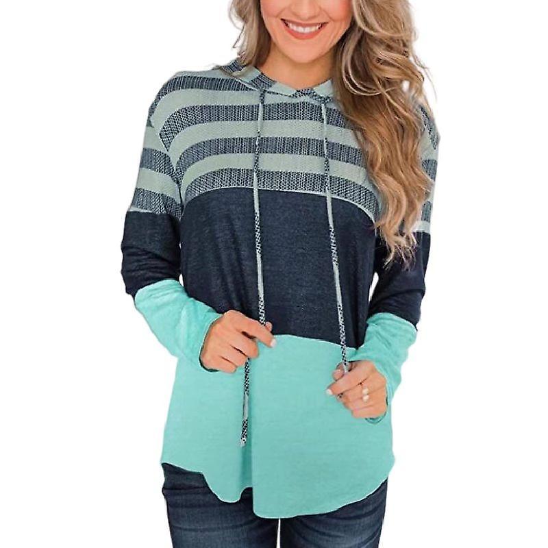 Womens Striped Color Block Hoodies Pullover Sweatshirts