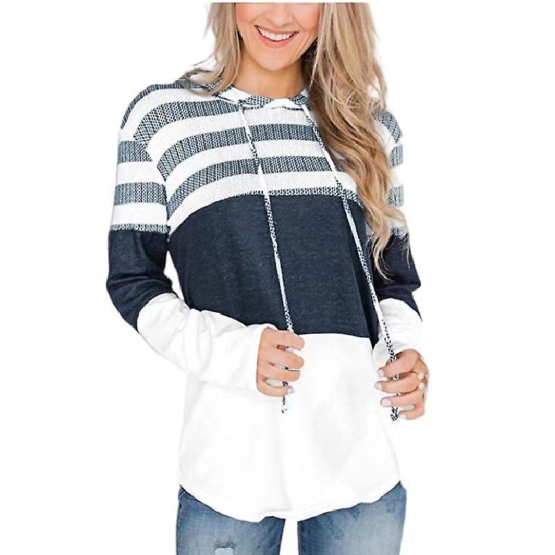 Womens Striped Color Block Hoodies Pullover Sweatshirts