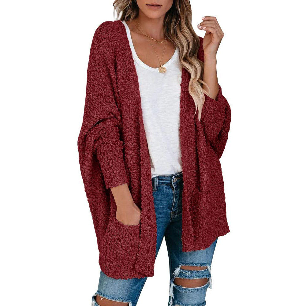 Women Batwing Sleeve Cardigan Knit Oversized Sweater