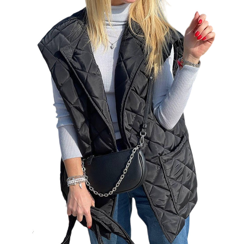 Women's Cotton Vest Lace-up Sleeveless Padded Jacket