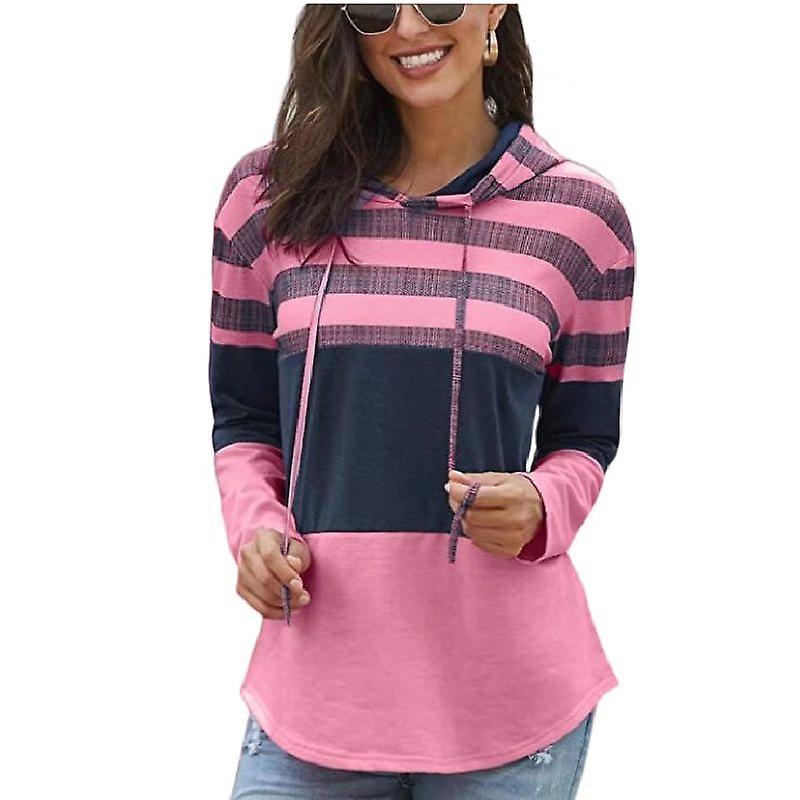 Womens Striped Color Block Hoodies Pullover Sweatshirts