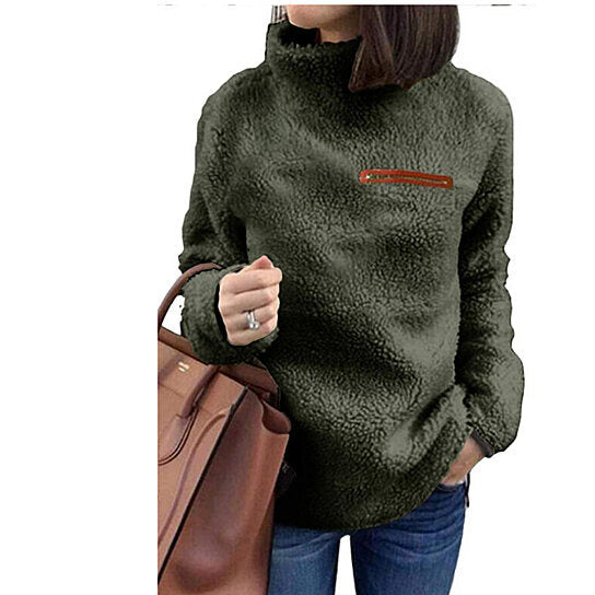 Women Sherpa Pullover Sweaters Warm Tunic Tops Sweatshirts