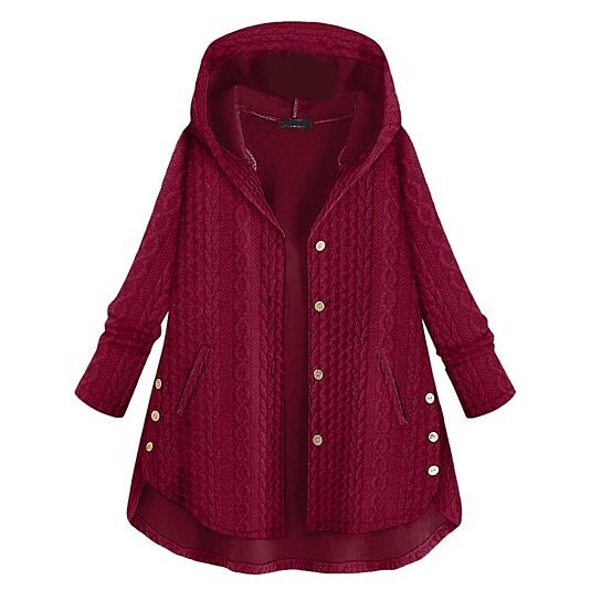 Women Hooded Breasted Irregular Sweater Jacket Outwear