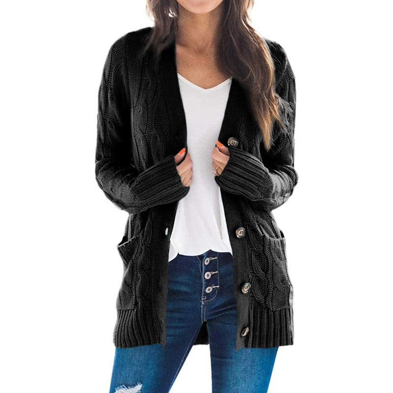 Women Open Front Cardigan Button Down Sweater with Pockets