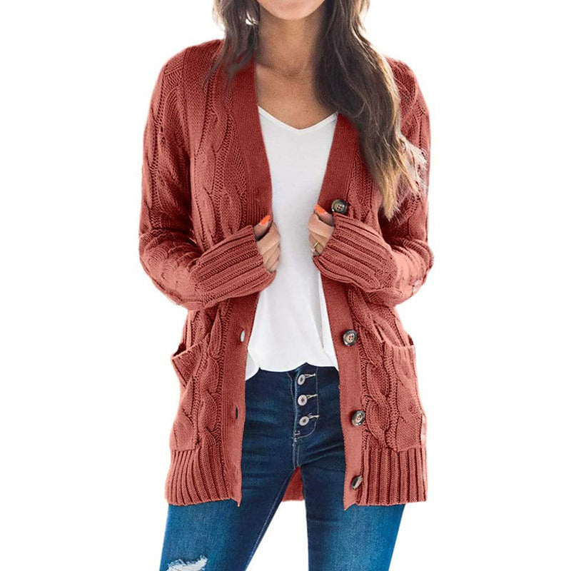 Women Open Front Cardigan Button Down Sweater with Pockets