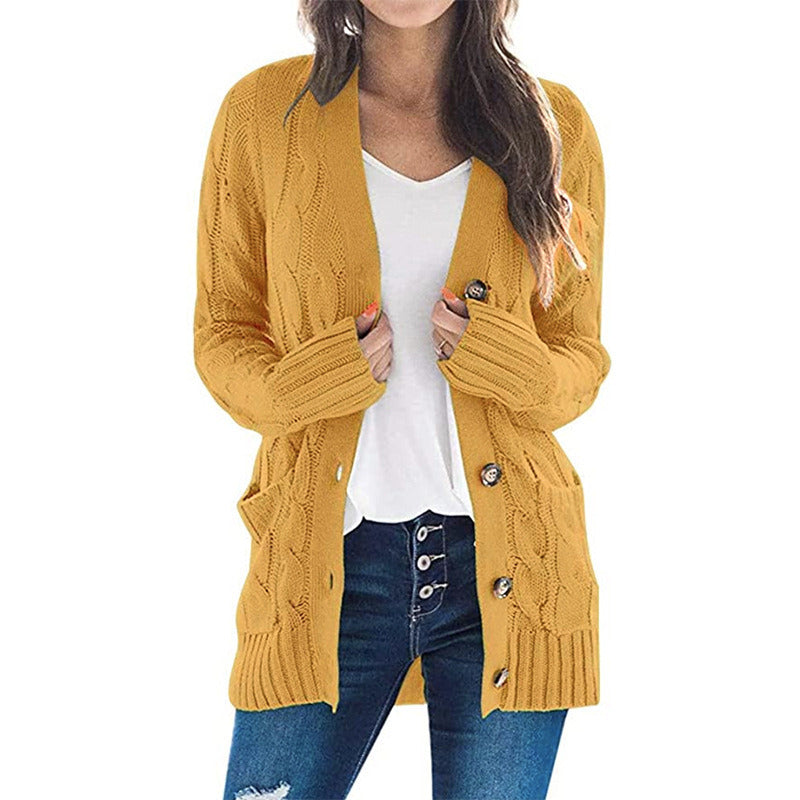 Women Open Front Cardigan Button Down Sweater with Pockets