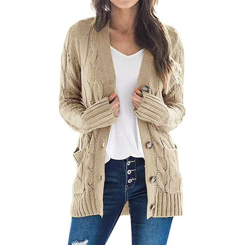 Women Open Front Cardigan Button Down Sweater with Pockets
