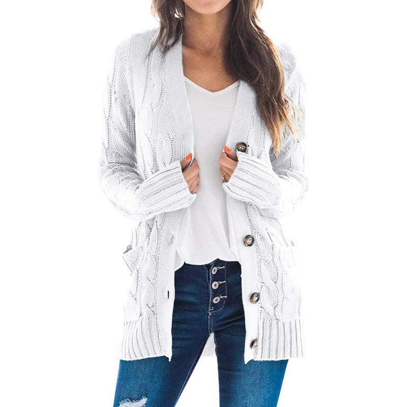 Women Open Front Cardigan Button Down Sweater with Pockets