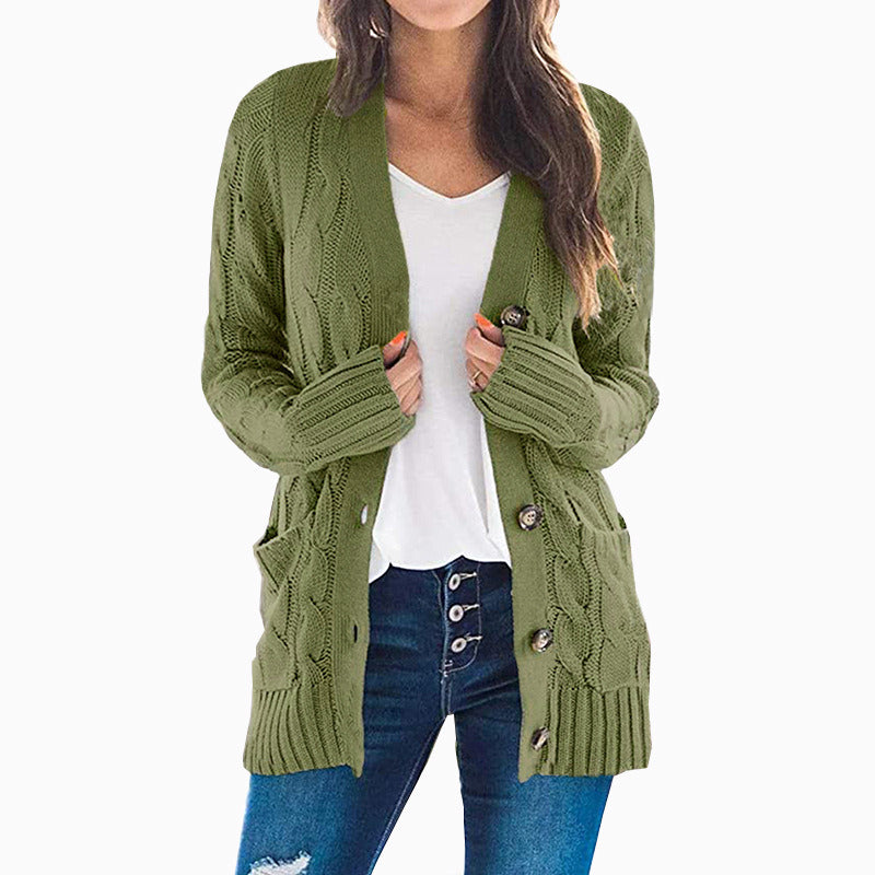Women Open Front Cardigan Button Down Sweater with Pockets