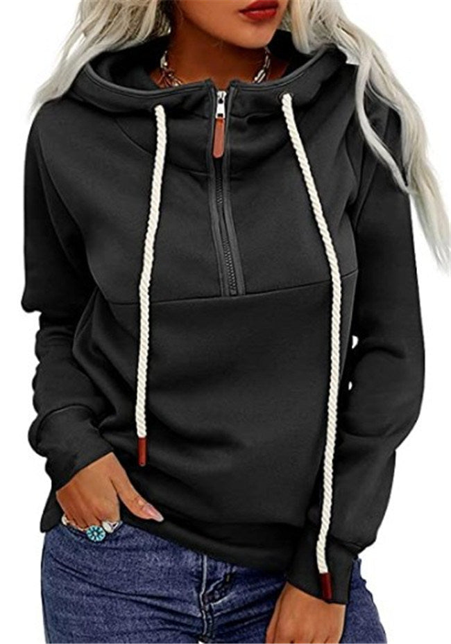 Women's Zipper Fleece Hooded Sweatshirt
