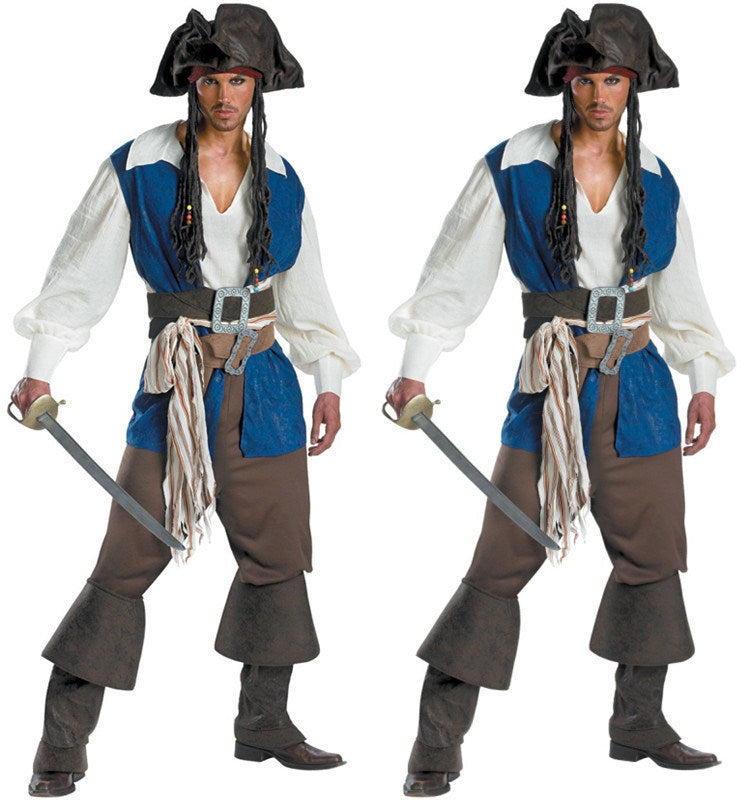 Halloween Mens Pirate Costume Jack Cosplay Party Stage Suit