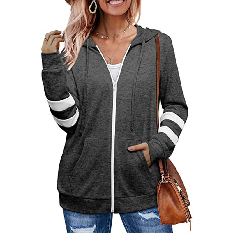Women Long Sleeve Cardigan Zip Hoodie Sweatshirt