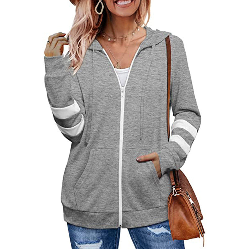 Women Long Sleeve Cardigan Zip Hoodie Sweatshirt