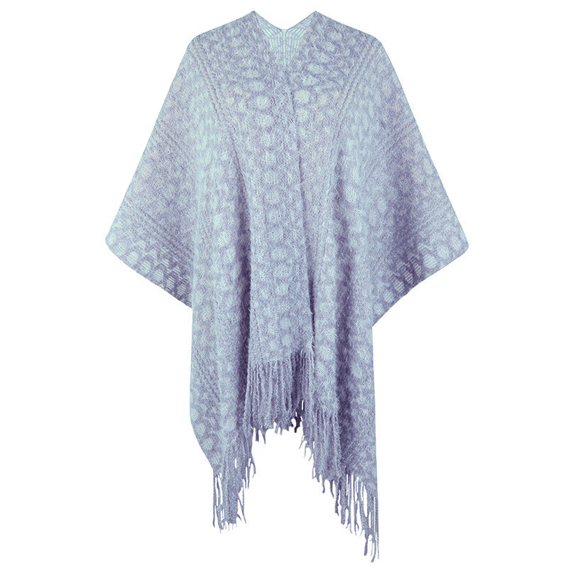 Women's Crochet Hollow Knit Tassel Cape Shawl Sweater Women's Cardigan