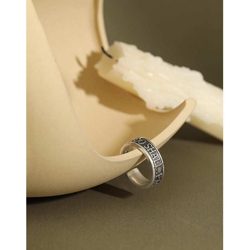 Vintage THIS TOO SHALL PASS AWAY Letters 925 Sterling Silver Adjustable Ring