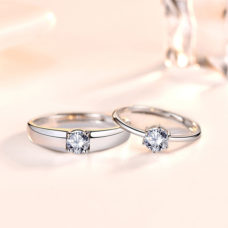 Simple CZ Hot 925 Sterling Silver Adjustable Promise Ring