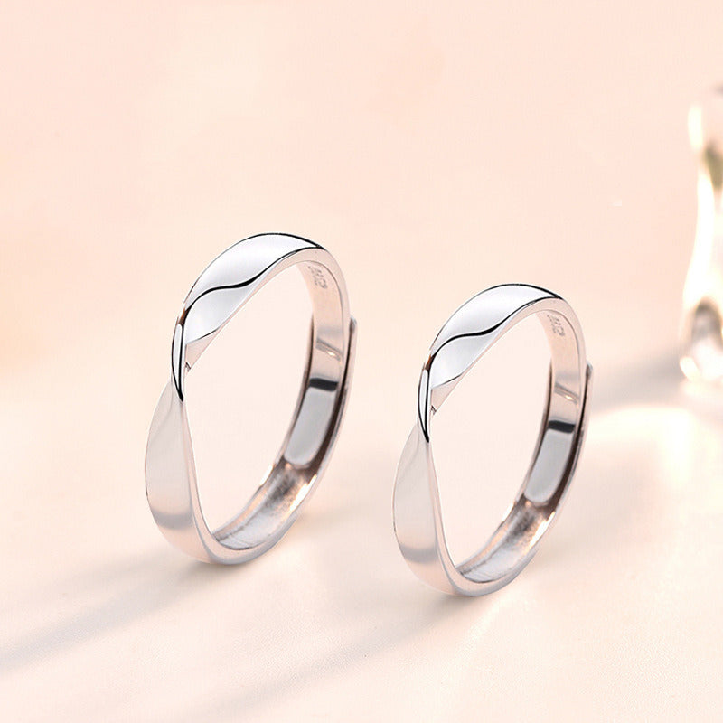Simple Twisted Mobius 925 Sterling Silver Adjustable Promise Ring