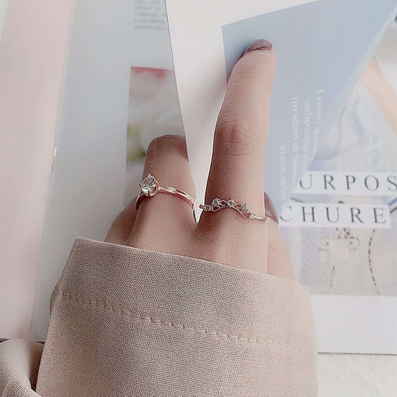 Sale CZ Crown Girl 925 Sterling Silver Adjustable Stacker Ring