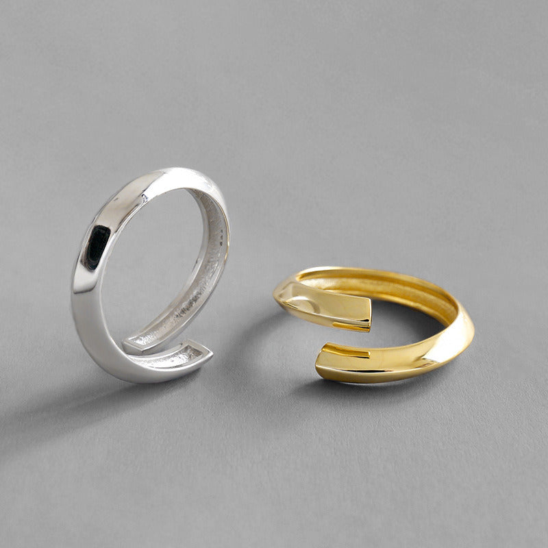 Party Double Layers Geometry 925 Sterling Silver Adjustable Ring
