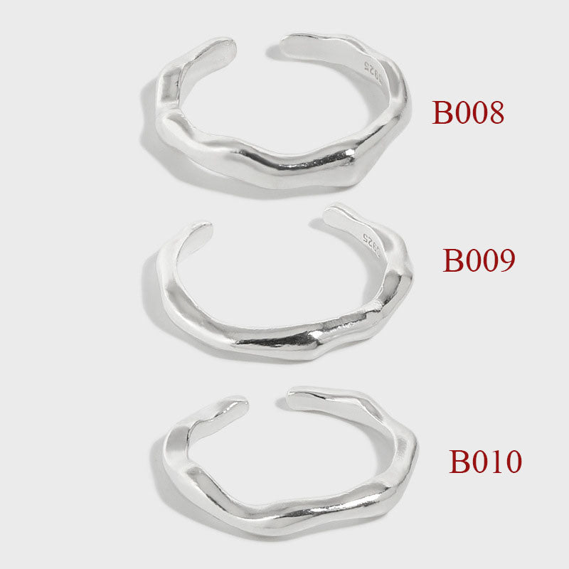Graduation Irregular Wave 925 Sterling Silver Adjustable Ring